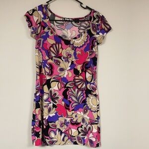 Planet Gold Women's   Pink, Purple & Tan Paisley dress, art deco, Retro, S